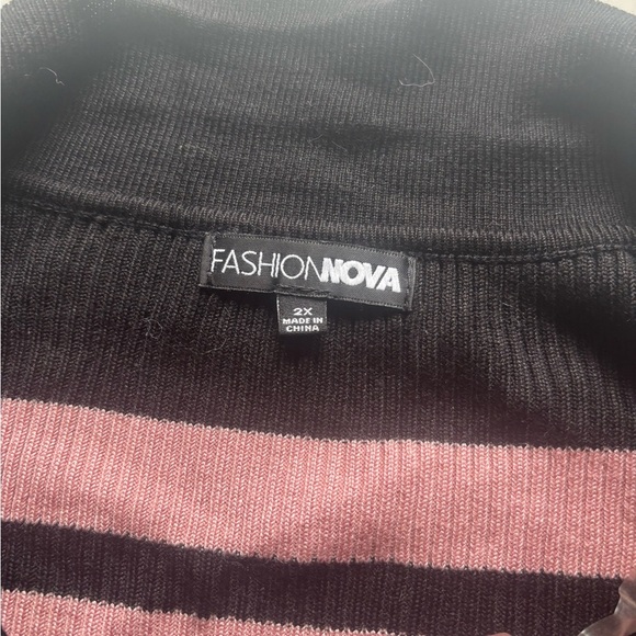 Fashion Nova Black and Pink Striped Sweater - Picture 2 of 2